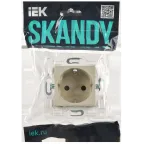 SKANDY Розетка с заземлением с защитными шторками 16А безвинтовое крепление SK-R06B бежевый IEK
