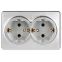 Розетка Эксперт 11-2205-03 двойная с заземлением 2х2P+E Schuko IP20 16A-250В ОУ алюминий