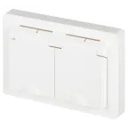 Розетка Intro Style 7-210-01 2х2P+E Schuko с крышкой штор., 16А-250В, СУ, IP44, белый