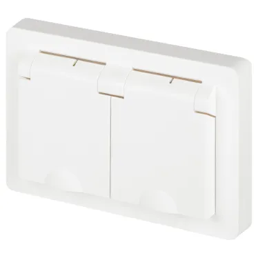 Розетка Intro Style 7-210-01 2х2P+E Schuko с крышкой штор., 16А-250В, СУ, IP44, белый