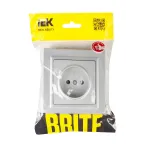 BRITE Розетка 1 пост без заземления без защитных шторок 10А в сборе РСР10-1-0-БрА алюминий IEK