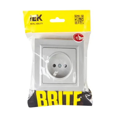 BRITE Розетка 1 пост без заземления без защитных шторок 10А в сборе РСР10-1-0-БрА алюминий IEK