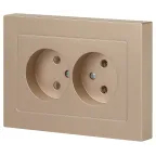 Розетка Intro Accent 6-204-04 2х2P, 16А-250В, IP20, СУ, AL/CU, шампань