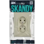 SKANDY Розетка 2-местная без заземления без защитных шторок 10А в сборе SK-R10B бежевый IEK