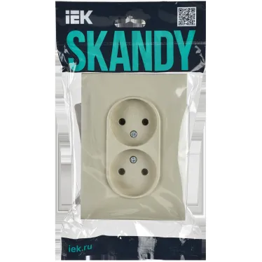 SKANDY Розетка 2-местная без заземления без защитных шторок 10А в сборе SK-R10B бежевый IEK