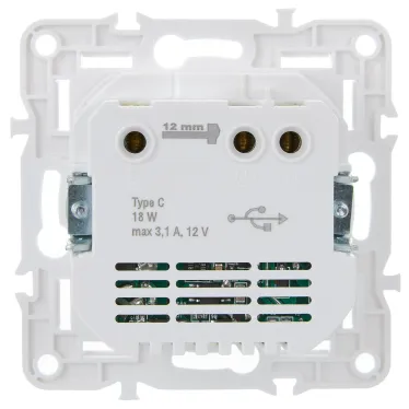 SKANDY Розетка с заземлением с защитными шторками 16А с USB C 18Вт SK-R17W арктический белый IEK