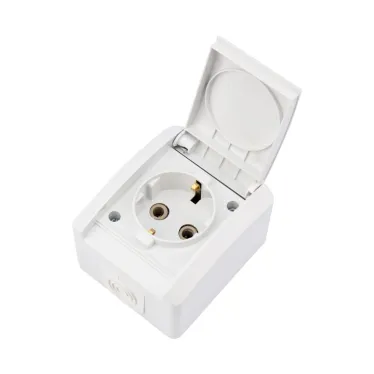 Розетка одноместная (керамика) INDUSTRIAL IP54 с заземлением, о/у, белая