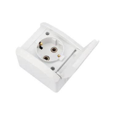 Розетка одноместная (керамика) INDUSTRIAL IP54 с заземлением, о/у, белая