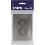 Розетка Intro Accent 6-204-09 2х2P, 16А-250В, IP20, СУ, AL/CU, титан