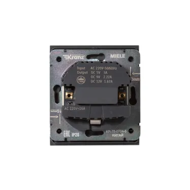 Розетка STRONG одинарная с/з скрытой установки з/ш 16А с USB A+C быстрой зарядки 5В/3А механизм антрацит