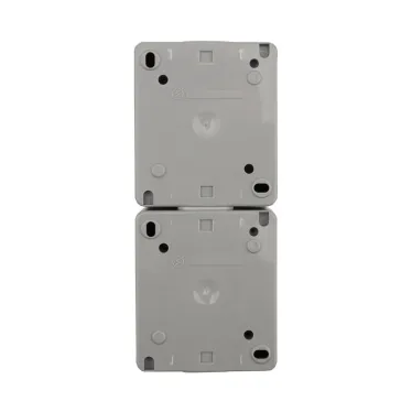 Блок вертикальный 2 розетки INDUSTRIAL IP54 с заземлением, о/у, серый