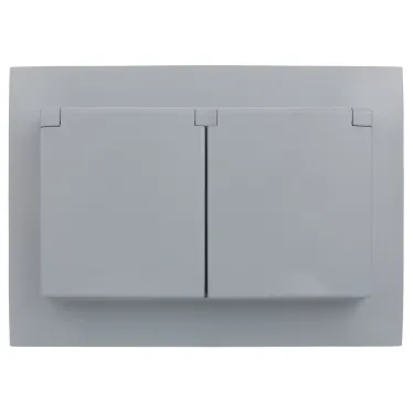 SKANDY Розетка 2-местная и крышкой 16А в сборе IP44 SK-R12Gr серый IEK