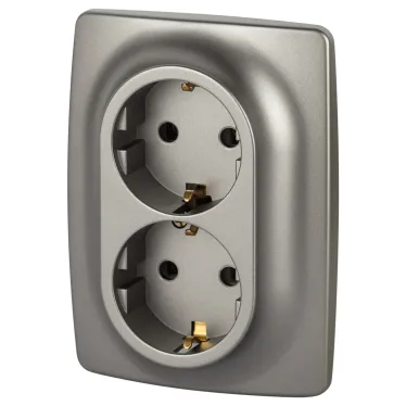 Розетка Серия 12 12-2106-16 , 2X2P+E Schuko, 16А-250В, титан