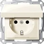 Механизм розетки Schuko с крышкой бежевый