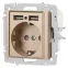 Розетка Intro Accent 6-410-04 , P+E Schuko со шторками, 16А-250В + 2хUSB, IP20, СУ, шампань