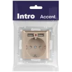Розетка Intro Accent 6-410-04 , P+E Schuko со шторками, 16А-250В + 2хUSB, IP20, СУ, шампань