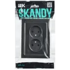 SKANDY Розетка 2-местная без заземления без защитных шторок для плоской вилки 10А SK-R03Bl стекло черный