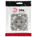 Розетка Серия 12 12-2102-16 , 2P+E Schuko со шторками, 16А-250В, Эра12, титан