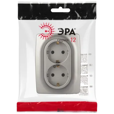 Розетка Серия 12 12-2106-16 , 2X2P+E Schuko, 16А-250В, титан