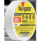 Изолента ПВХ бел 19мм 20м Navigator NIT-A19-20/WH