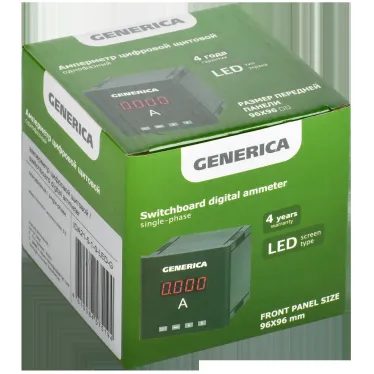 Амперметр цифровой щитовой однофазный 96х96мм LED GENERICA