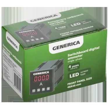 Амперметр цифровой щитовой однофазный 48х48мм LED GENERICA