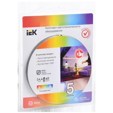 Комплект светодиодной подсветки ''Сделай сам'' (лента LED 5м LSR-5050RGB60-14,4-IP65-12В + драйвер + контроллер) IEK