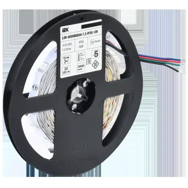 Лента светодиодная 5м LSR-5050RGB30-7,2-IP20-12В IEK