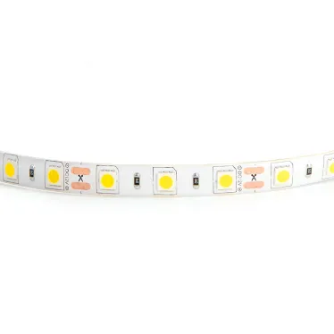Лента светодиодная LEDх60/м 5м 14.4w/m 12в IP65 тепло-белый/на белом основании