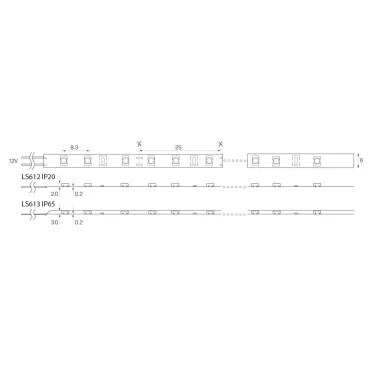Лента светодиодная LEDх120/м 5м 9.6w/м 12в IP65 дневной