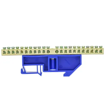 Шина нулевая N 63.22 изолятор на DIN-рейку (латунь)