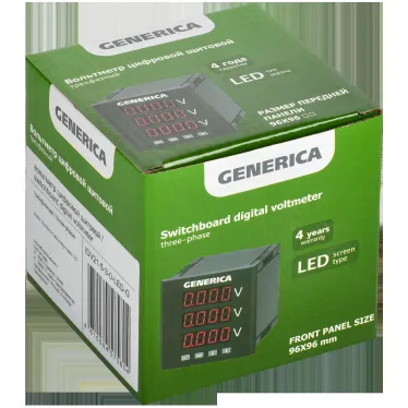 Вольтметр цифровой щитовой трехфазный 96х96мм LED GENERICA