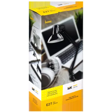 LIGHTING Светильник настольный 1014 пантограф на струбцине Е27 белый IEK