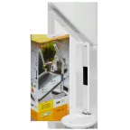 LIGHTING Светильник светодиодный настольный 2011 7Вт на подставке QI-заряд USB-выход кожа белый IEK