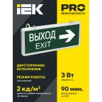 LIGHTING Светильник аварийный ССА1004 на светодиодах 3Вт 1,5ч двусторонний ВЫХОД-EXIT стрелка направления IEK