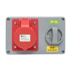 Розетка с блокировкой и выключателем 1424 3Р+РЕ 32А 380В IP44