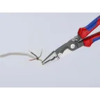 Клещи электромонтажные 6-в-1 захват плоского и круглого материала гибка удаление заусенцев снятие изоляции 075 - 15 + 25 мм обжимка контактных гильз 05 - 25 мм кабелерез 15 мм (5x25 мм) L-200 мм защёлка-собачка хромированные обливные рукоятки
