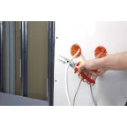 Клещи электромонтажные VDE 1000V 6-в-1 захват плоского и круглого материала гибка удаление заусенцев снятие изоляции 075 - 15 + 25 мм обжимка контактных гильз 05 - 25 мм кабелерез 15 мм (5x25 мм) L-200 мм диэлектрические защёлка-собачка хромиров