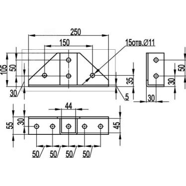 Крепление с площадкой 250х55 для BPM-41 горячеоцинкованное