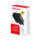 Устройство сетевое зарядное-переходник 3xUSB адаптер, 30W черное,