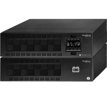 Источник бесперебойного питания Systeme electric ИБП Smart-Save Online SRV 10000 ВА, монтаж в стойку 6U, 230 В, 1:1, клеммный вход/выход, SmartSlot, LCD, USB, версия с возможностью увеличения времени автономии, 2 кор