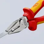 Плоскогубцы комбинированные VDE 1000V рез твердая проволока 25мм рояльная струна (HRC 59) 2мм кабель 115мм (16мм) L-180мм диэлектрические хромированные двухкомпонентные рукоятки