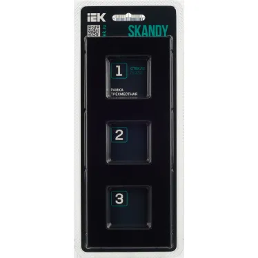 SKANDY Рамка 3-местная SK-F23Bl стекло черный IEK