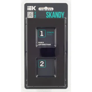 SKANDY Рамка 2-местная SK-F22Bl стекло черный IEK