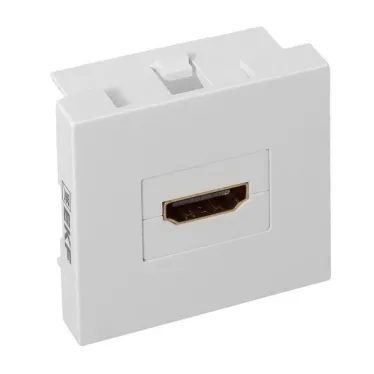 Розетка HDMI 45x45, 2 модуля, 1 гнездо, без индикатора, белая EKF