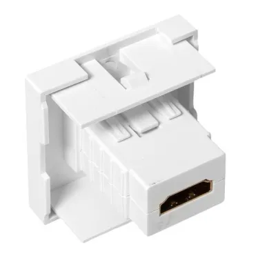 Розетка HDMI 45x45, 2 модуля, 1 гнездо, без индикатора, белая EKF
