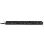Блок розеток PDU TERACOM PRO 19' 1U 16А/250В 9 роз. Schuko шнур 2 м 3x1.5 мм2 вилка Schuko корпус пластик черный