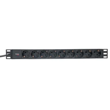 Блок розеток PDU TERACOM PRO 19' 1U 16А/250В 9 роз. Schuko шнур 2 м 3x1.5 мм2 вилка Schuko корпус пластик черный