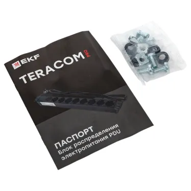 Блок розеток PDU TERACOM PRO 19' 1U 16А/250В 9 роз. Schuko шнур 2 м 3x1.5 мм2 вилка Schuko корпус пластик черный