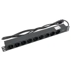 Блок розеток PDU TERACOM PRO 19' 1U 10А/250В 9 роз. Schuko шнур 2 м 3x1.5 мм2 вилка C14 корпус пластик черный